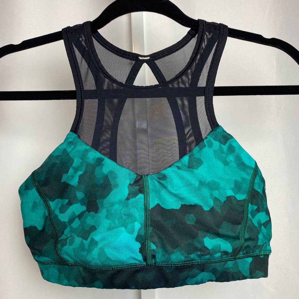 lululemon athletica Teal & Black Mesh-Back Sports Bra